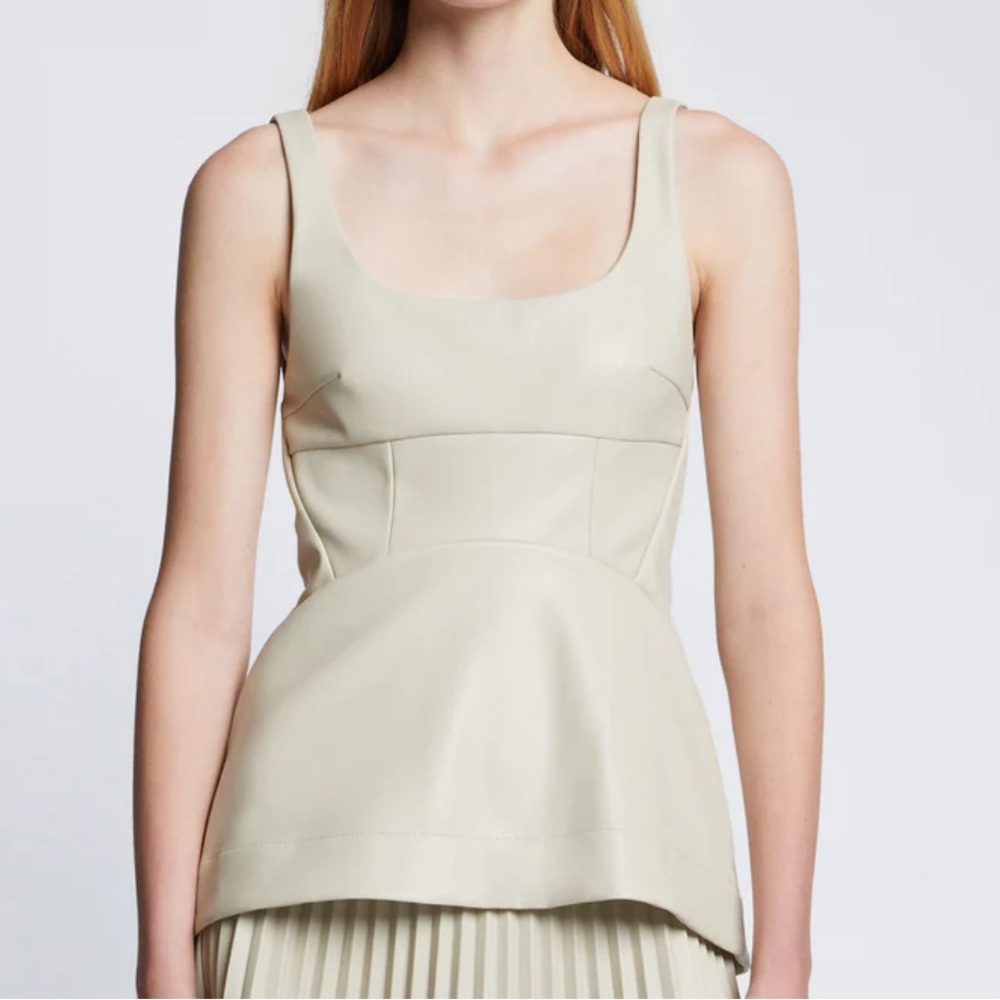Proenza Schouler Faux Leather Bustier Top in Ecru Chalk